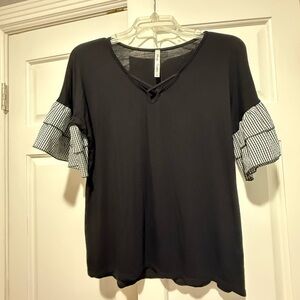 Simply Irresistible Black and White Ruffled Blouse